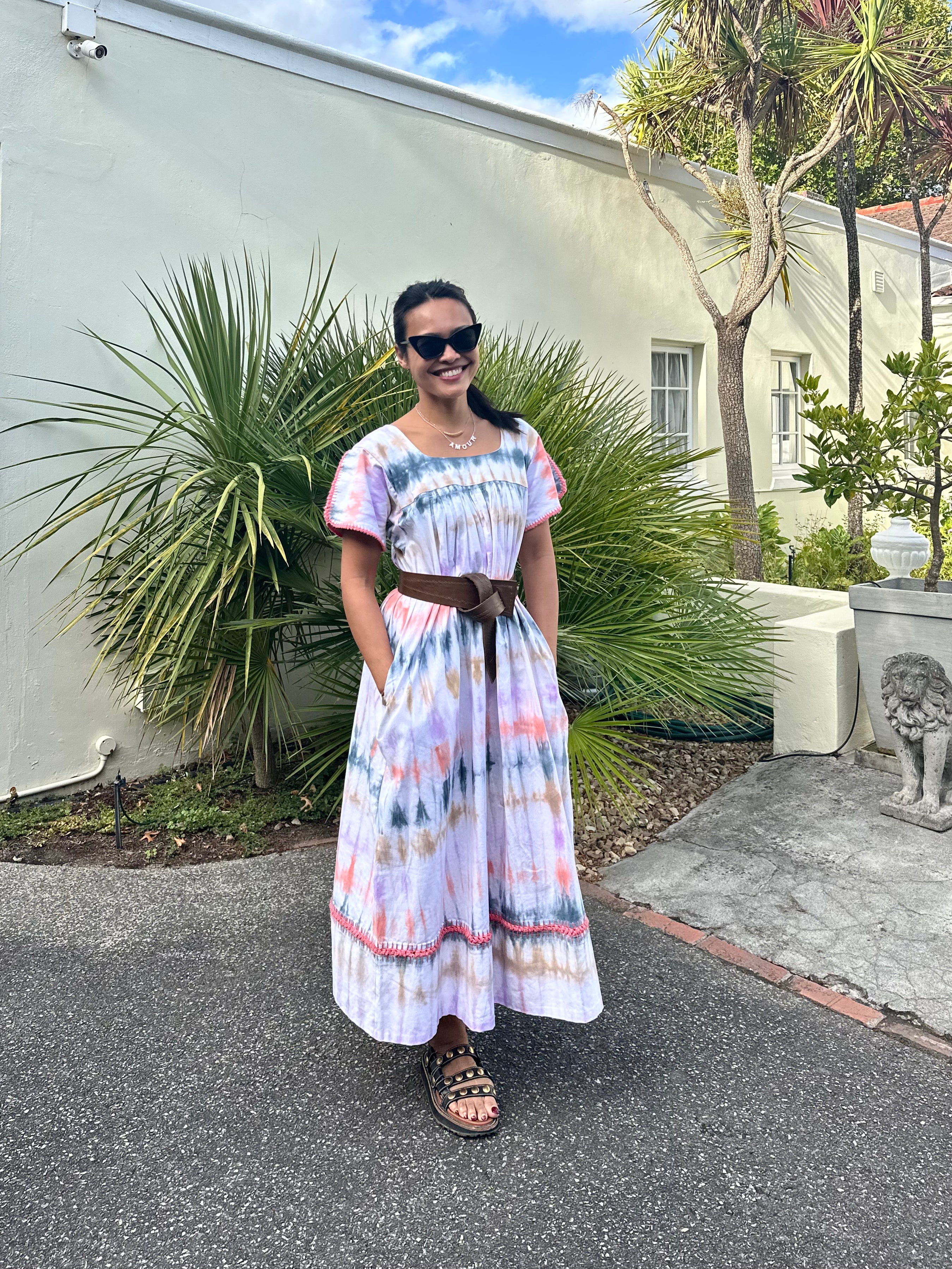 Mexican Crochet Kaftan Dress - Tie Dye