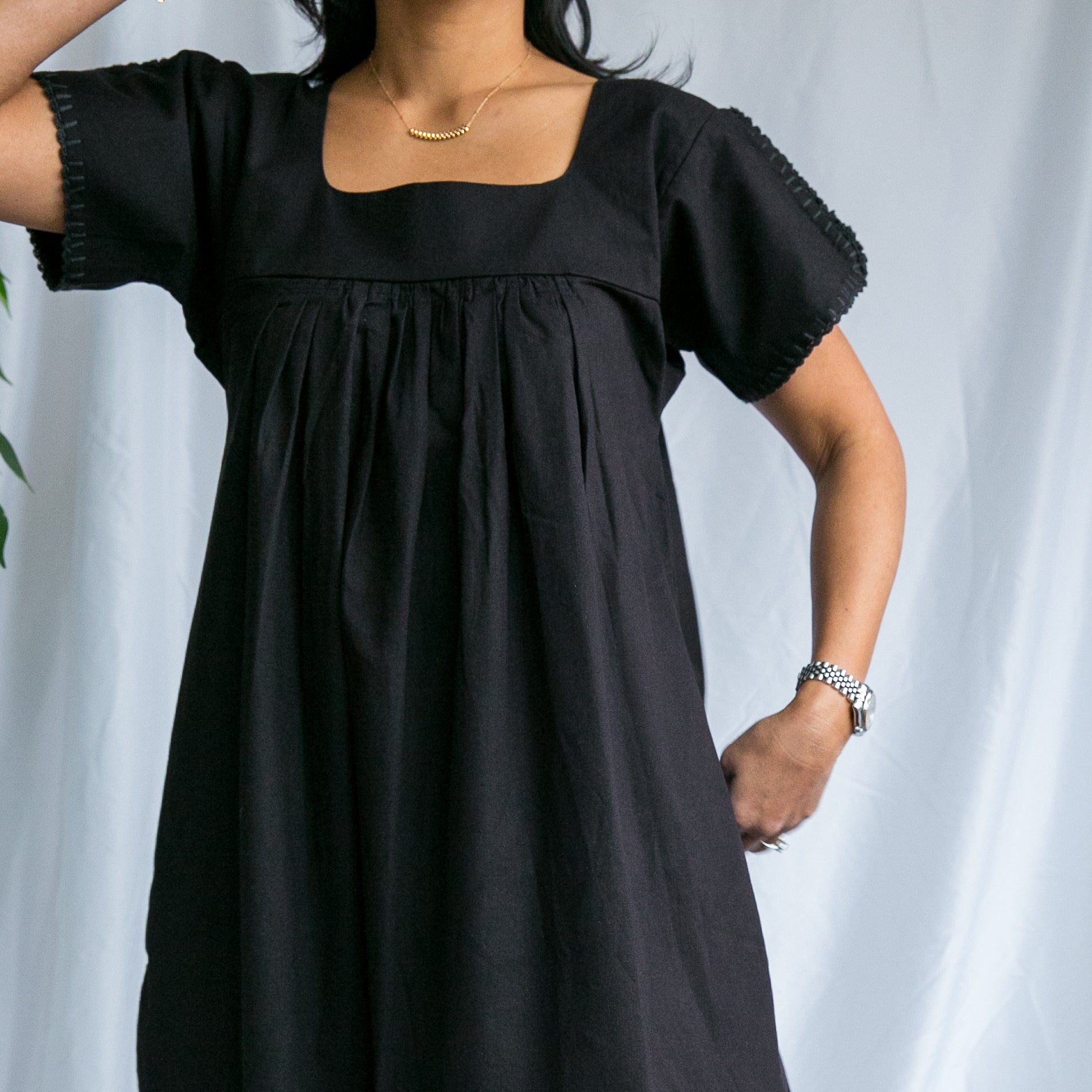 Mexican Crochet Kaftan Dress - Black